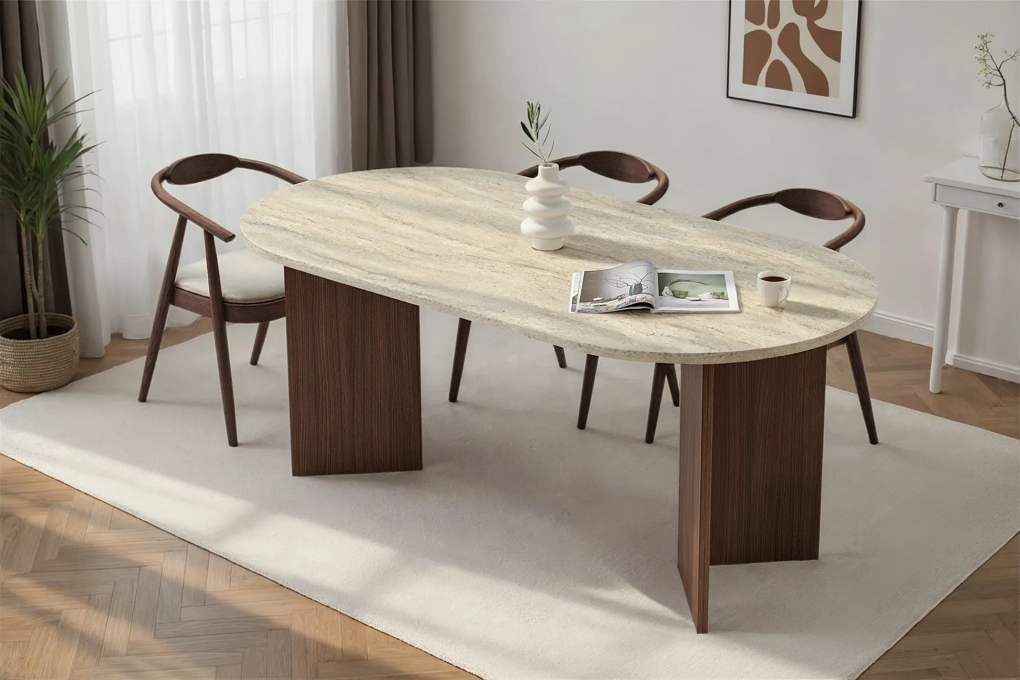 Ēdamgalds, Hanah Home, travertīns Milano Walnut