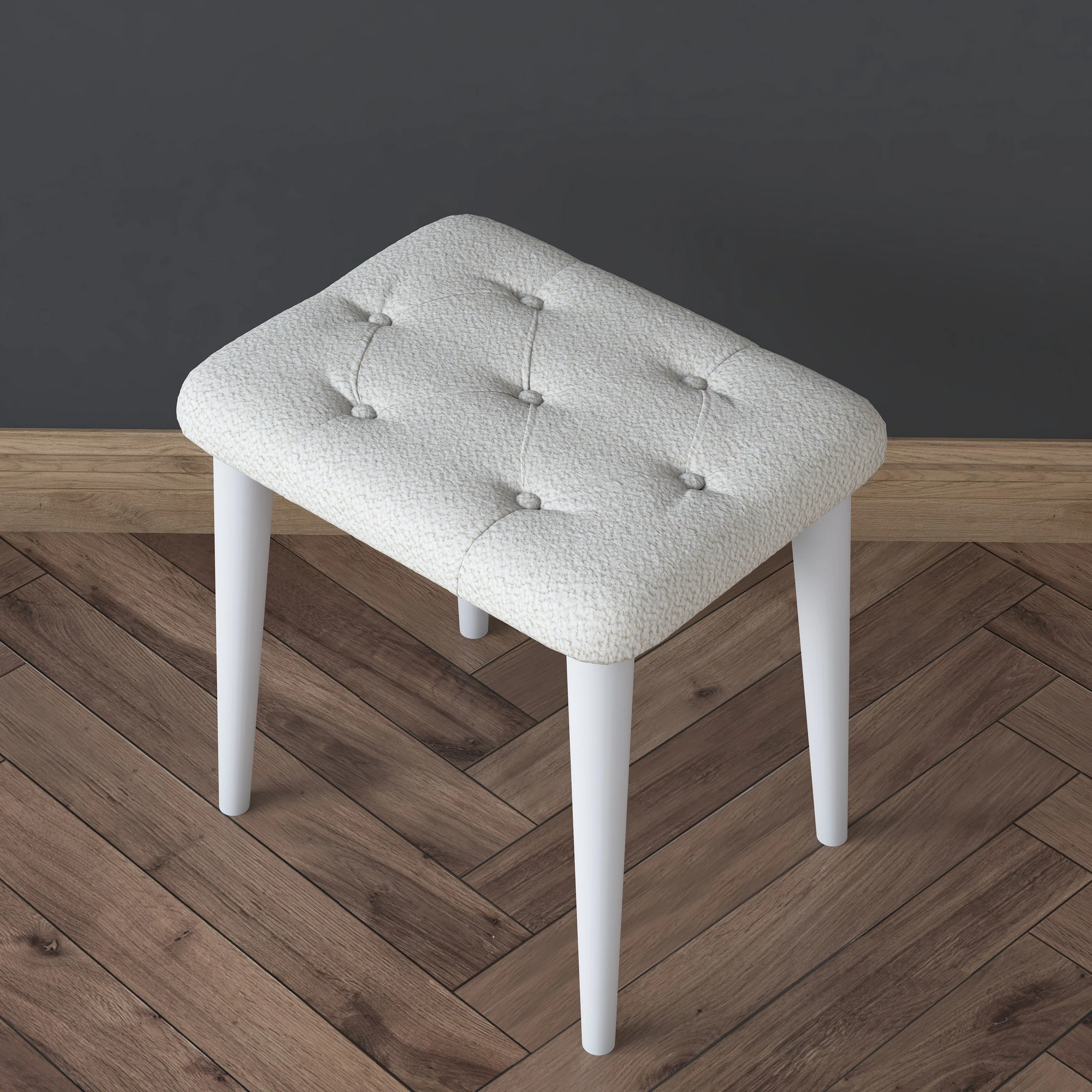 Taburets, Hanah Home, balts, 45 x
