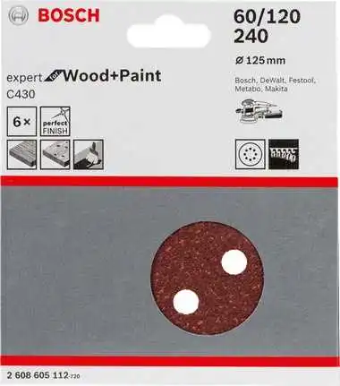 Bosch Slīpēšanas papīrs, koksnei, PEX D=125