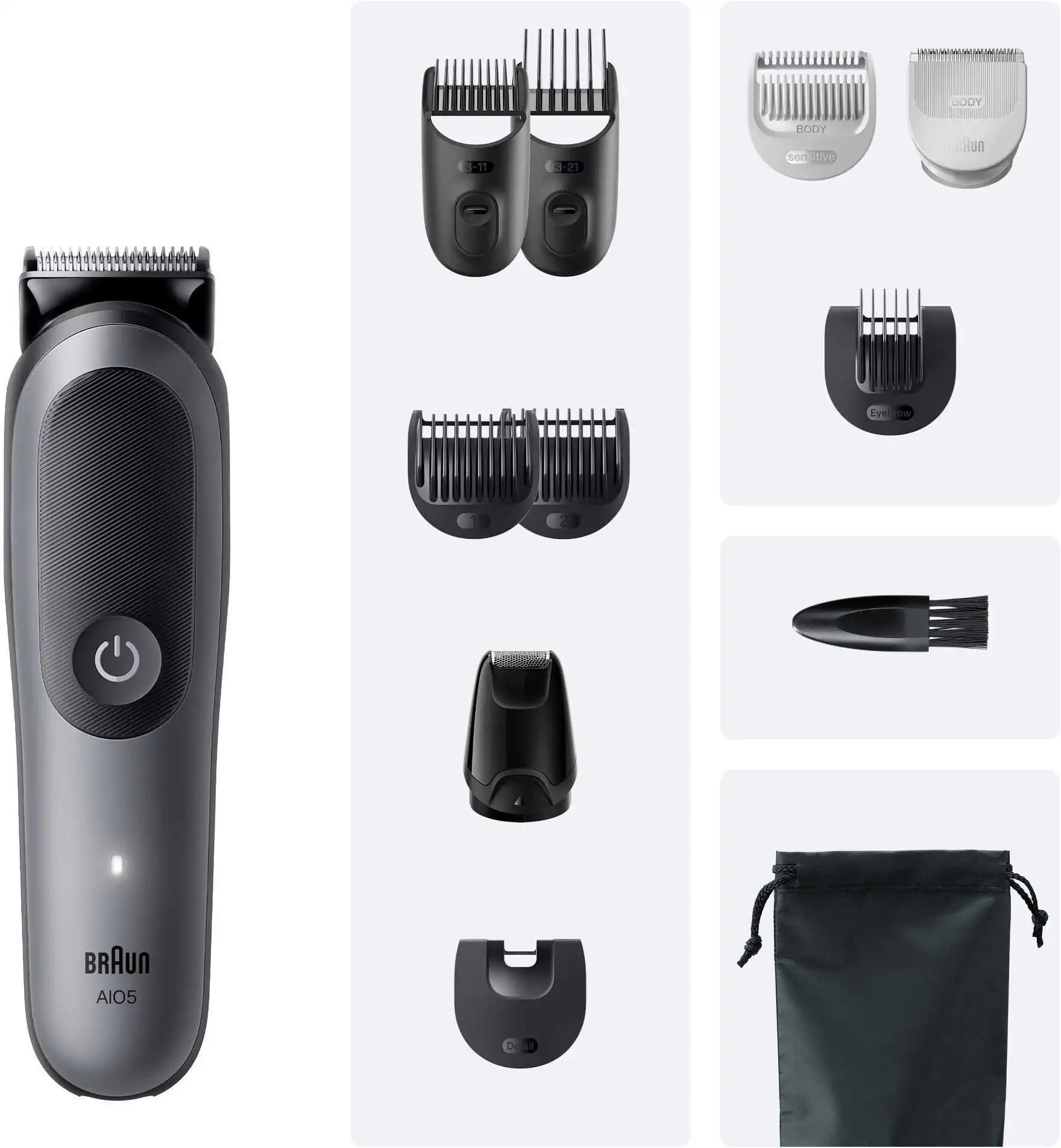 Braun AIO5560 hair trimmers/clipper Black, Grey