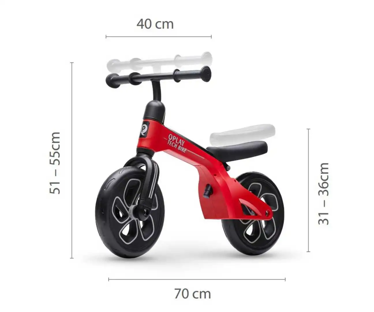 "Qplay Tech" skriešanas velosipēds, sarkans