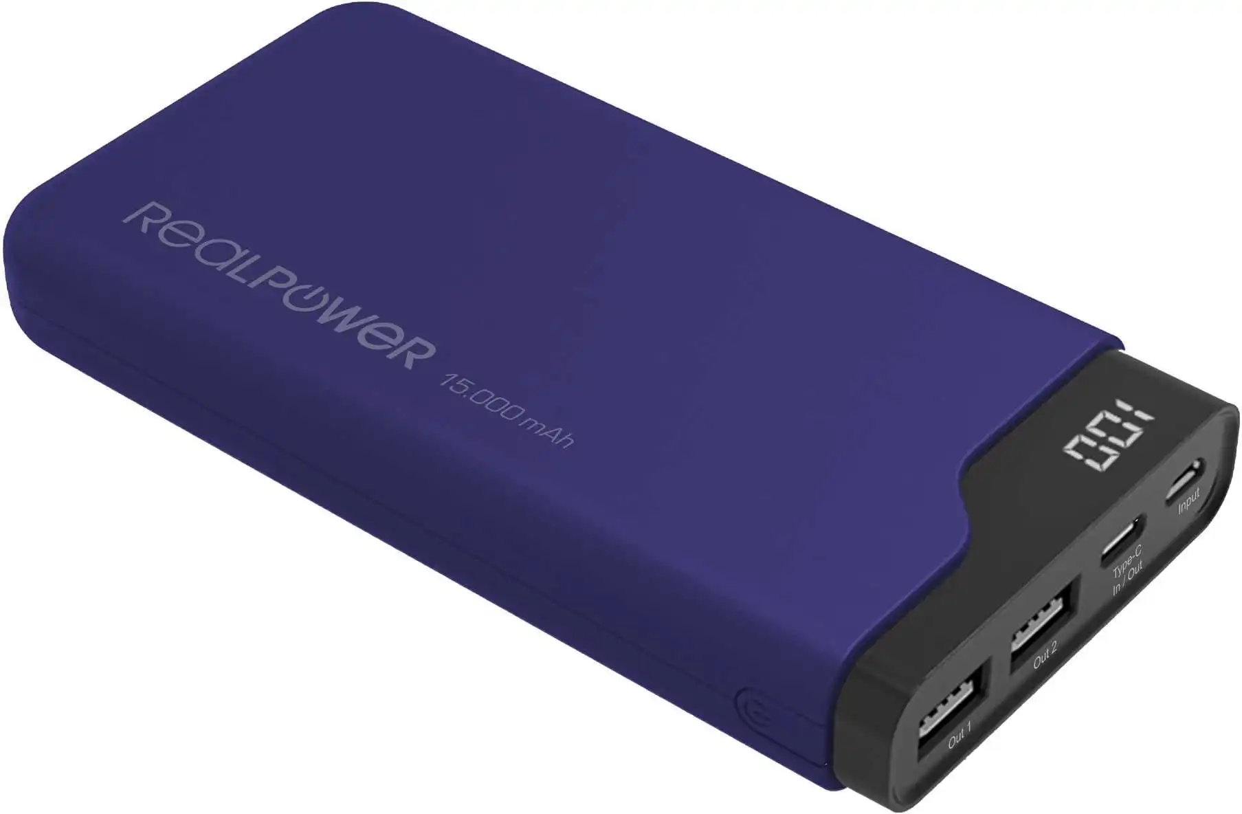 RealPower PB-15000C 15 000 mAh melns/zils