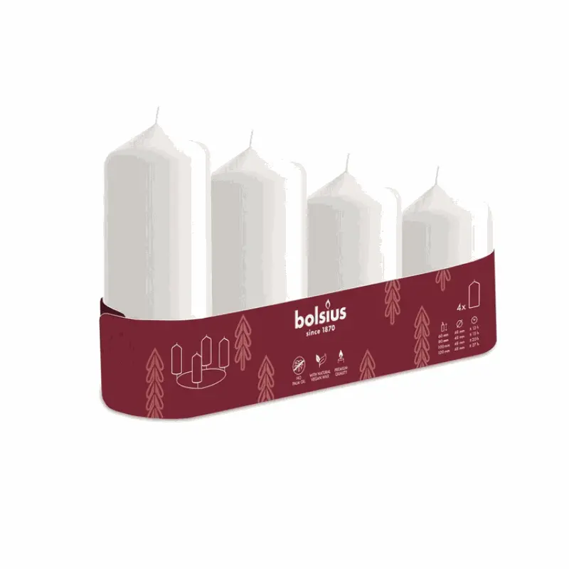 Bolsius Candle cylinder 4 pcs. Ø120