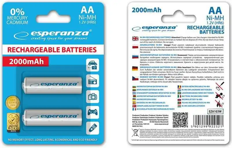 Esperanza Rechargeable White AA / R6