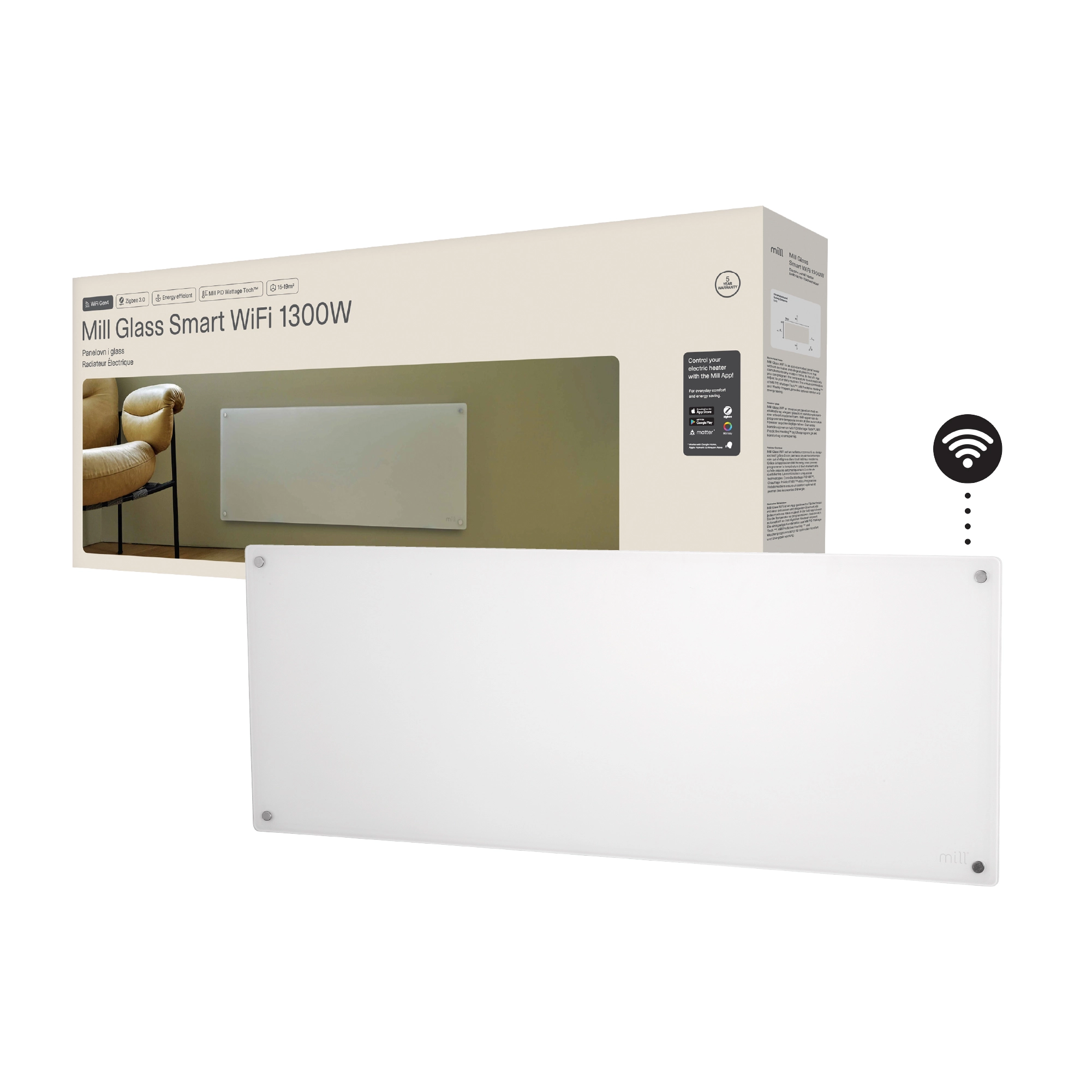 Mill Glass Smart WiFi Panel Heater