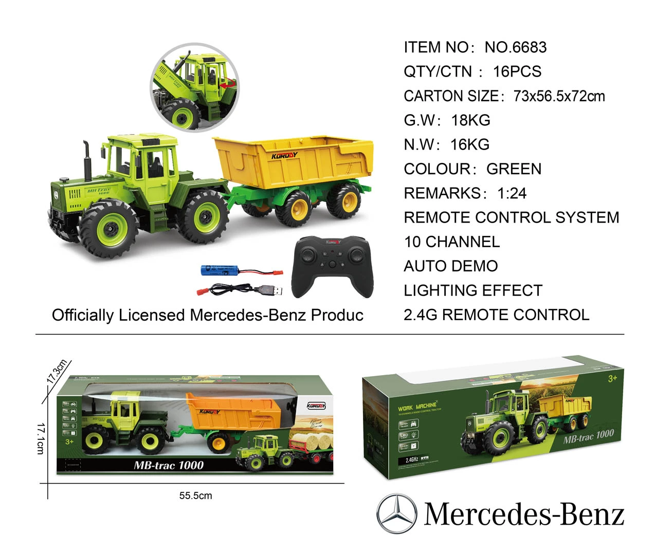 ... Green tractor 1:24 with remote