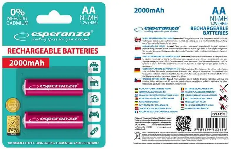 Esperanza Rechargeable Red AA / R6