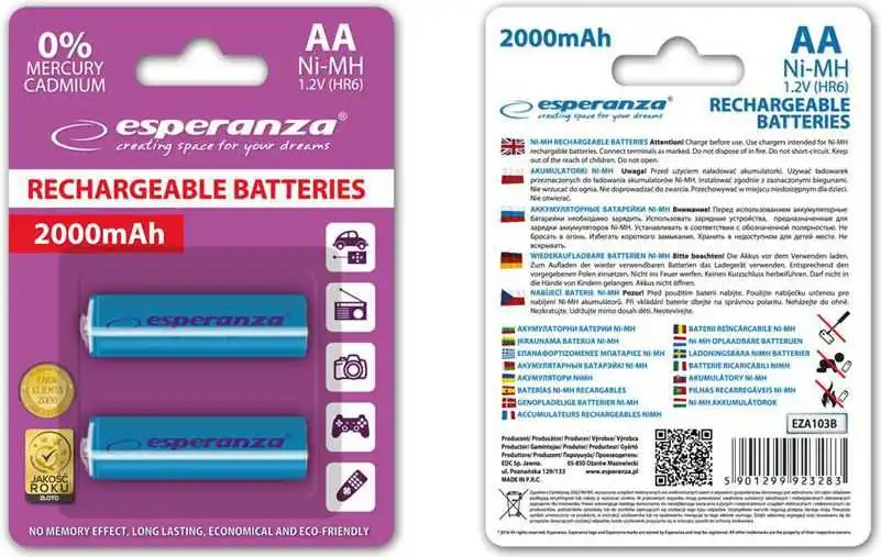 Esperanza Rechargeable Blue AA / R6