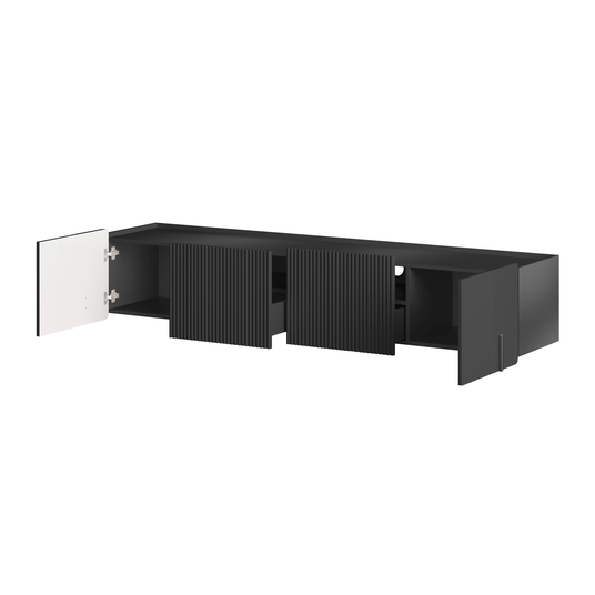 TV staliukas prie sienos Malmi 200 cm, juoda juoda (Defektuota)