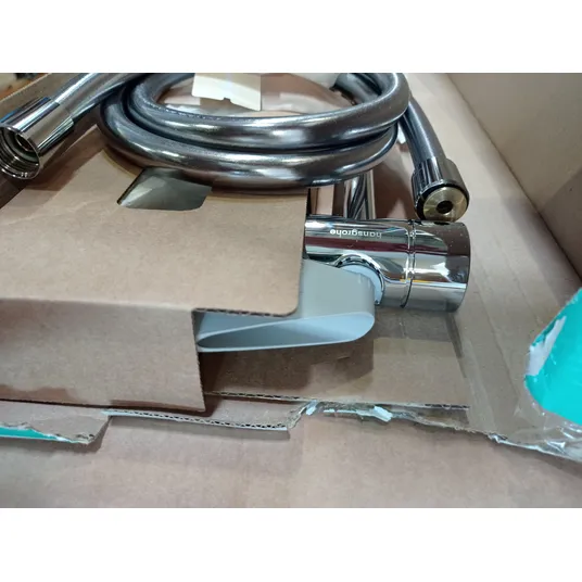 Hansgrohe Crometta – dušo komplektas Vario su termostatu Ecostat 1001 CL, 2 srovių tipai, balta/chromas 27813400 (pažeista pakuotė)